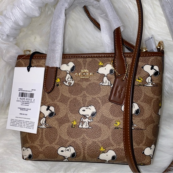 Coach Snoopy Peanuts Mini Tote Crossbody purse New - Picture 4 of 14